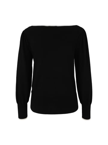 Zero  Feinstrickpullover mit Kontrastpaspel in Patch BlackCream