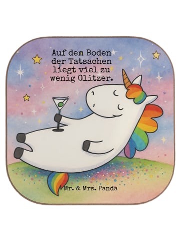 Mr. & Mrs. Panda Glasuntersetzer Einhorn Blümchentail Design mit Spruch in Weiß