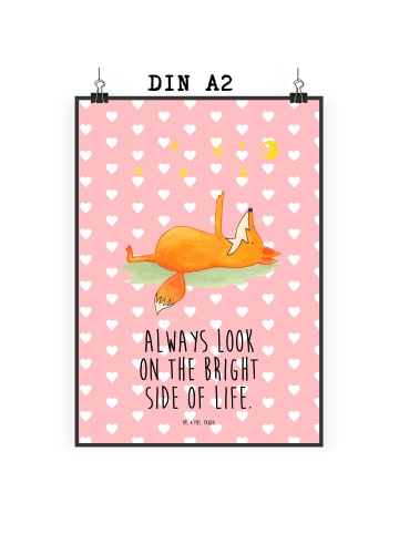 Mr. & Mrs. Panda Bild Fuchs Sterne mit Spruch in Rot Pastell