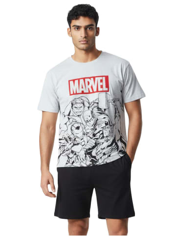 Marvel MARVEL Schlafanzug Pyjama Set Kurzarm Oberteil mit Hose in grau