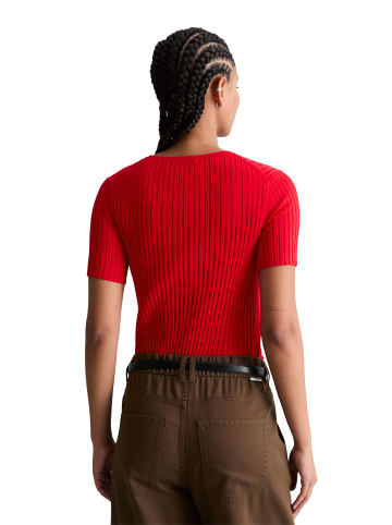 Marc O'Polo DENIM Feinstrick-Kurzarm-Pullover slim in Carmine Red
