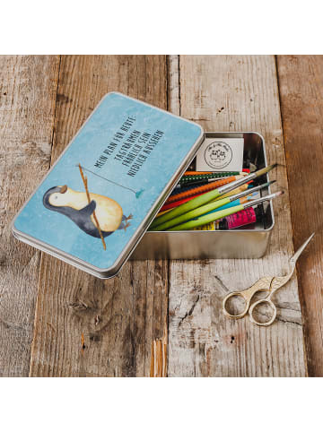 Mr. & Mrs. Panda Erinnerungsbox Pinguin Angler mit Spruch in Eisblau
