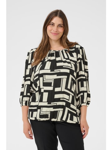 KAFFE curve Bluse langarm KCmarina Regular fit in Black/White Graphic