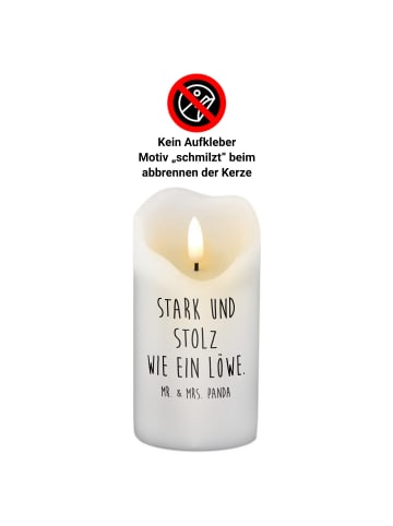 Mr. & Mrs. Panda Trauerkerze Sternzeichen Löwe mit Spruch in Weiß