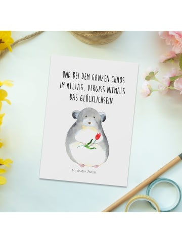 Mr. & Mrs. Panda Grußkarte Chinchilla Blume mit Spruch in Weiß