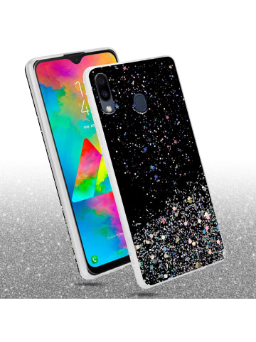 cadorabo Hülle für Samsung Galaxy M20 Glitter in Schwarz mit Glitter