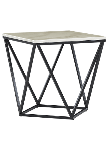 Beliani Beistelltisch MALIBU in Beige/Schwarz - (W) 50 x (H) 50 x (L) 50 cm