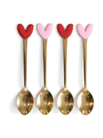 Blond Amsterdam Teelöffel Set Herzen in Rot - 14cm