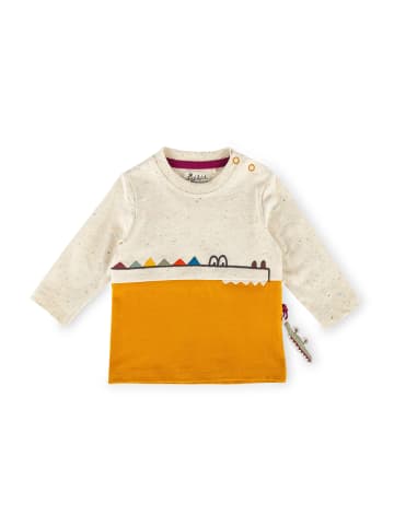 Sigikid Langarmshirt Happy Crocodile in ecru bunt meliert/senfgelb