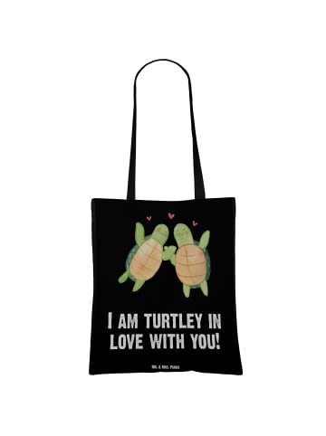 Mr. & Mrs. Panda Tragetasche Schildkröten Paar mit Spruch in Schwarz