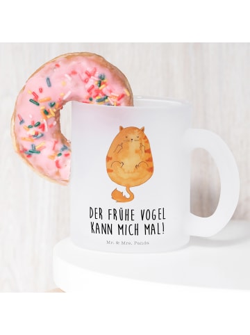 Mr. & Mrs. Panda Glas Katze Frühaufsteher mit Spruch in Transparent