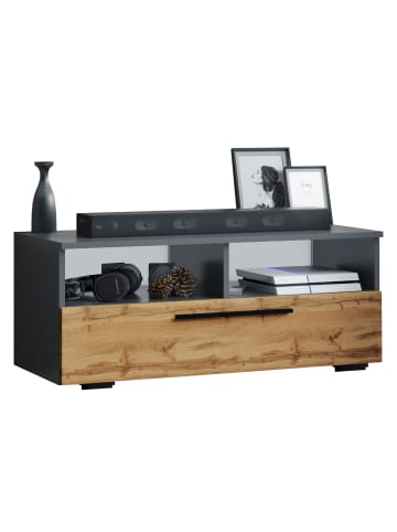 VCM  Holz TV Lowboard Möbel Fernsehschrank Arila L in Anthrazit / Honig-Eiche