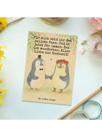 Mr. & Mrs. Panda Grußkarte Hochzeit Pinguin Design mit Spruch in Weiß