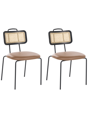 Beliani 2er-Set Esszimmerstuhl ADELANTO in Braun/Schwarz