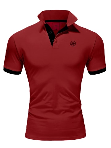 Amaci&Sons Basic Kontrast Polo Shirt MEMPHIS in Bordeaux/Schwarz