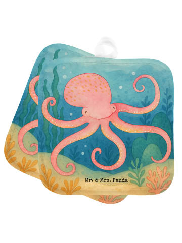 Mr. & Mrs. Panda Topfuntersetzer Tintenfisch Design ohne Spruch in Weiß