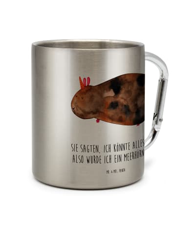 Mr. & Mrs. Panda Edelstahlbecher Einhorn Meerschweinchen mit Spruch in Silber