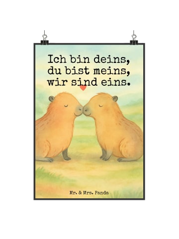 Mr. & Mrs. Panda Poster Capybara Liebe Design mit Spruch in Weiß