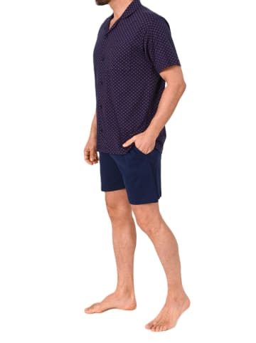 NORMANN Kurzarm Schlafanzug Shorty Pyjama durchknöpfbar in rot