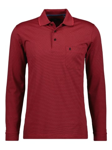 Ragman Softknitpolo mit Minimaldessin, Langarm in Rot