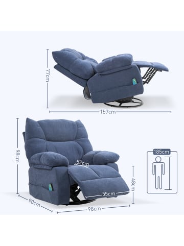 HOMCOM Massagesessel-98L x 90B x 98H cm-Blau