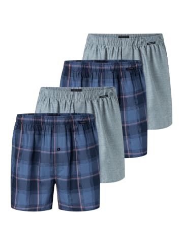 Schiesser Boxershorts Web in Grau / hellblau / rot