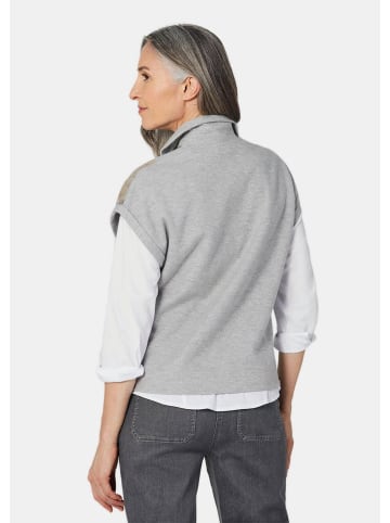 GOLDNER Kurzgröße:  Sweatshirt Kurzarm Sweatshirt in graumelange / gemustert