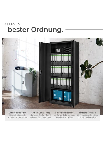 tectake Büroschrank - hochwertiger Stahl für sichere Aufbewahrung