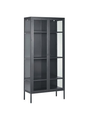 Beliani Vitrine HARTY in Schwarz - (W) 80 x (H) 176 x (L) 35 cm