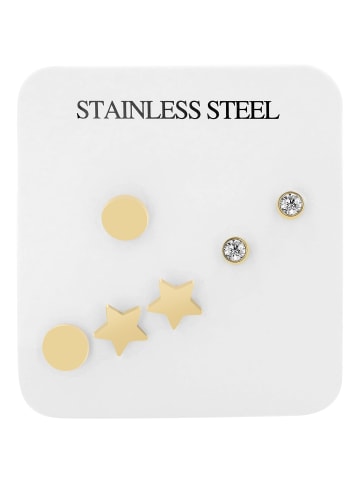 Adeliás Damen Ohrringe – Ohrstecker aus Edelstahl mit Strass Steinchen in gold