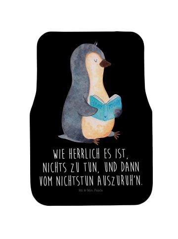 Mr. & Mrs. Panda Auto-Fußmatte Pinguin Buch mit Spruch in Schwarz