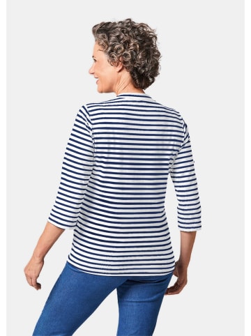 GOLDNER Sportives Ringelshirt in Longform in weiß / marine / geringelt