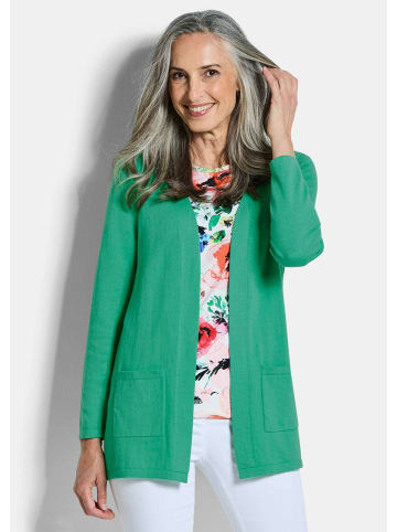 GOLDNER Kurzgröße:  Elegante Strickjacke mit Kaschmir in grün