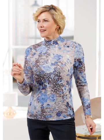 WITT WEIDEN Stehkragenshirt in bleu-sesam-bedruckt