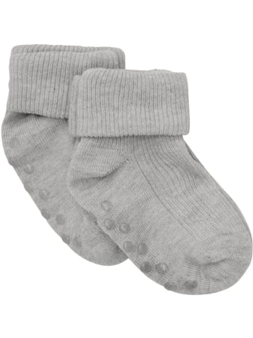 Minymo Kinder Socken "Baby Rib Sock with ABS (2-Pack)" in Grau