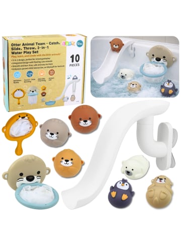 Wisam® Badespielzeug Otter Tiere Rutschkorb Sieb 10 Stück.