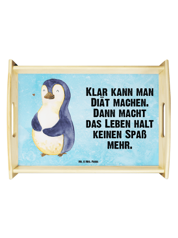 Mr. & Mrs. Panda serviertablett aus holz Pinguin Diät mit Spruch in Eisblau