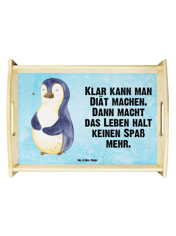 Mr. & Mrs. Panda Serviertablett Pinguin Diät mit Spruch in Eisblau