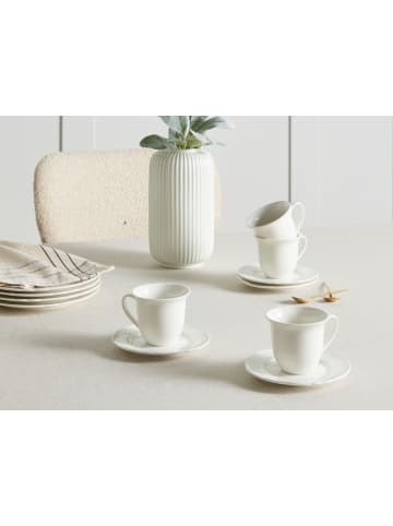 Beliani 8er-Set Tassen und Becher ELDERBERRY in Weiß