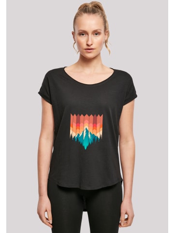 F4NT4STIC Long Cut T-Shirt Berg Sonnenuntergang Geometrisch in schwarz