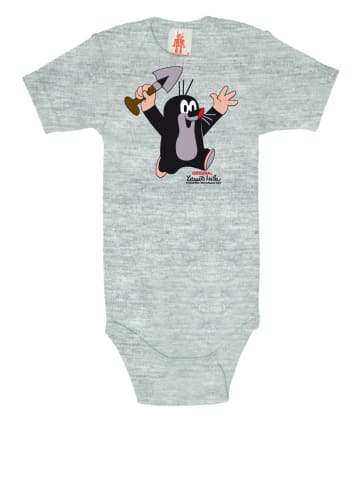 Logoshirt Babybody mit Print Der kleine Maulwurf in grau-meliert