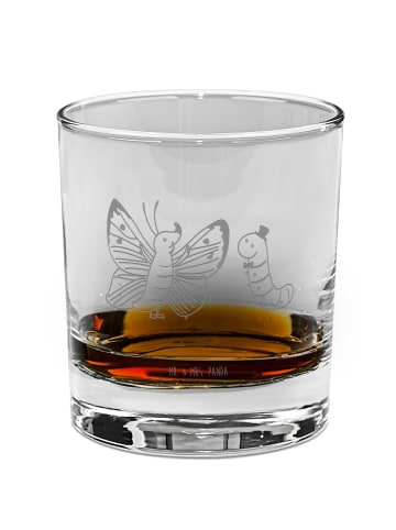 Mr. & Mrs. Panda Whiskey Glas Raupe Schmetterling ohne Spruch in Transparent