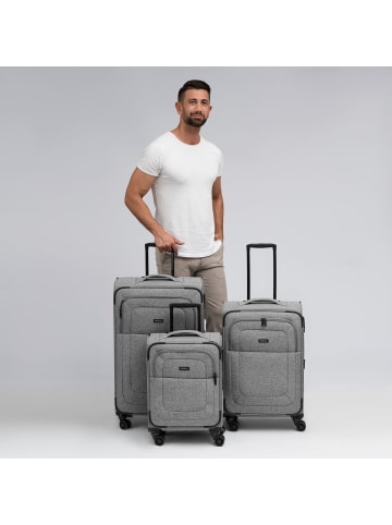 Redolz Essentials 12 THREE SET 4 Rollen Kofferset 3-teilig mit Dehnfalte in grey2