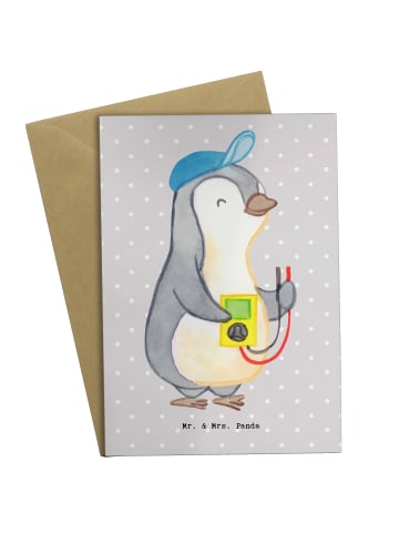 Mr. & Mrs. Panda Beileidskarte Elektriker Herz ohne Spruch in Grau Pastell