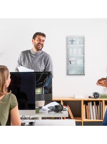 relaxdays Medizinschrank in Silber - (B)27 x (H)57 x (T)12 cm