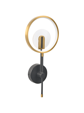 Beliani Wandleuchte SAMBRE in Messing/Schwarz - (W) 22 x (H) 49 x (L) 9 cm