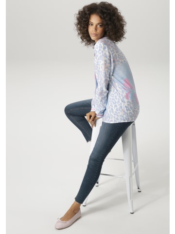 Aniston CASUAL Schlupfbluse in wollweiß-türkis-jeansblau-pink-malve
