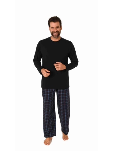 NORMANN Schlafanzug lang Pyjama Set Flanell Hose - 70933 in schwarz