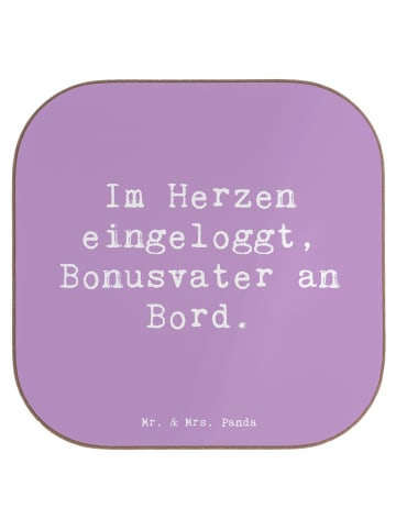 Mr. & Mrs. Panda Untersetzer Spruch Bonusvater Herz mit Spruch in Lavendeltraum