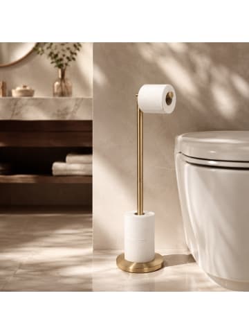 NUXIO Toilettenpapierhalter LOKIA in Gold, (B) 21,5 x (H) 55,5 x (L) 15 cm